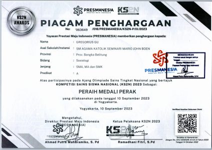 KS2N - Medali Perak Gregorius Gu