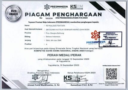 KS2N - Medali Perak Reynaldus Fentura